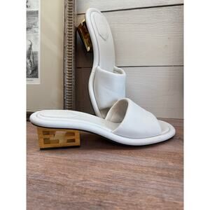 Fendi Interlocking FF Block Heel Slide Sandals - Size 41